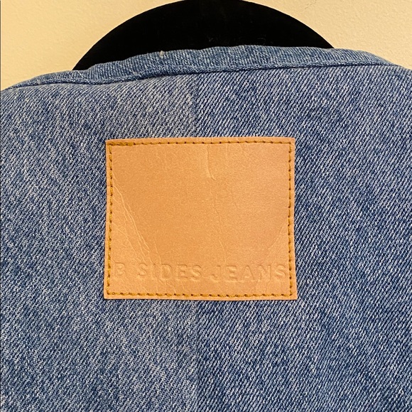 B SIDES Reversible Reworked Vintage Denim and Sherpa Vest Oatmeal XS/S $445 - Picture 8 of 8
